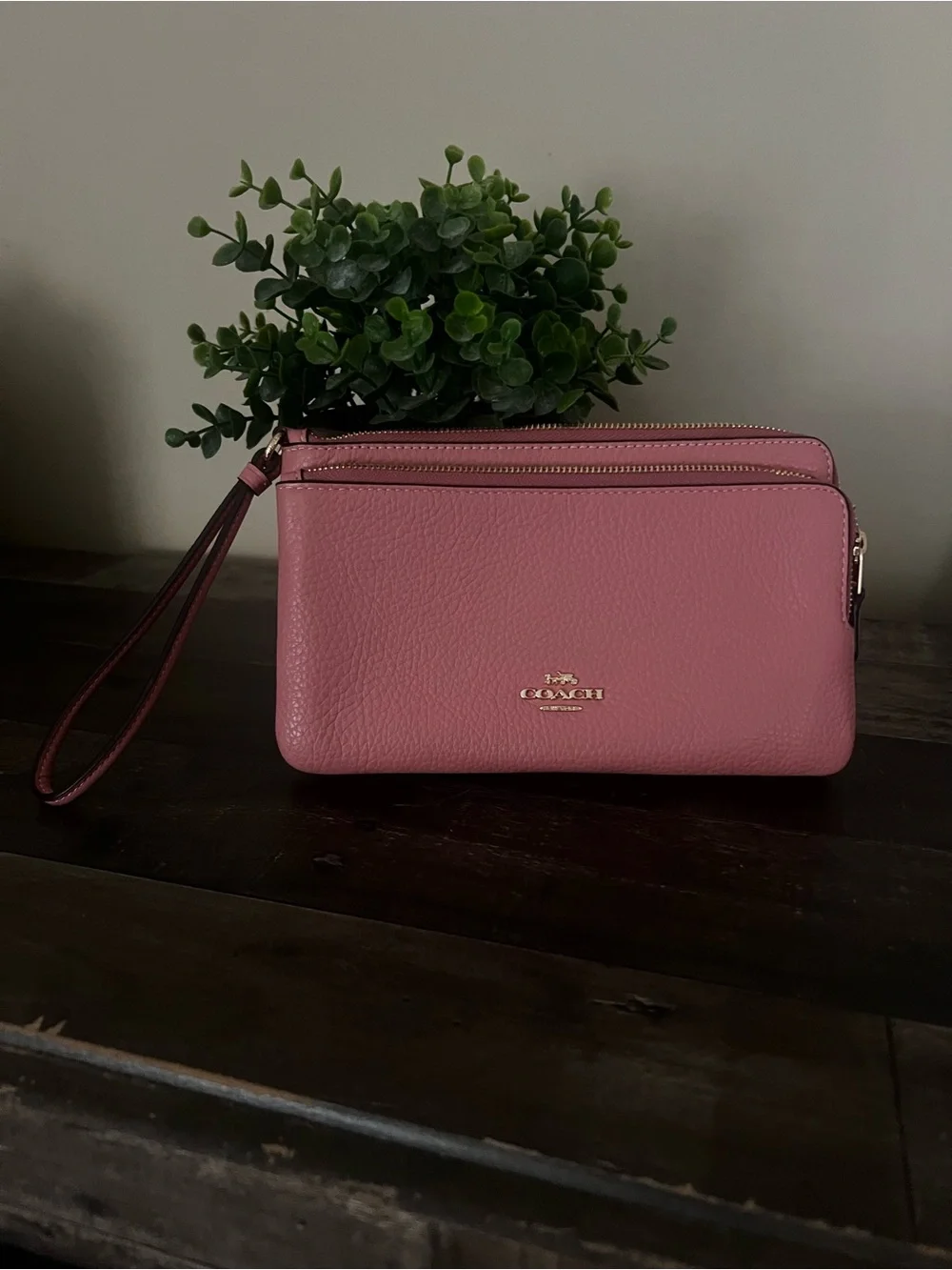 Coach Dusty Rose Pebbled Leather Wristlet